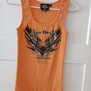 Authentic Harley Davidson motorcycles tank top. Embellished with silver studing.